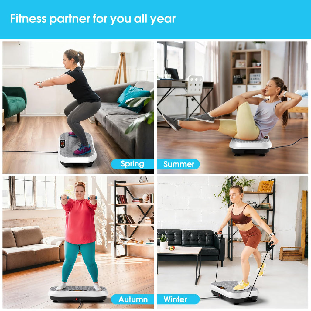 SoftGym Waver Vibration Plate Exercise Machine for Lymphatic Drainage Weight Loss,120 Speed Levels Vibrating Platform with Resistance Bands,Full-Body Workout Equipment for Muscle Toning