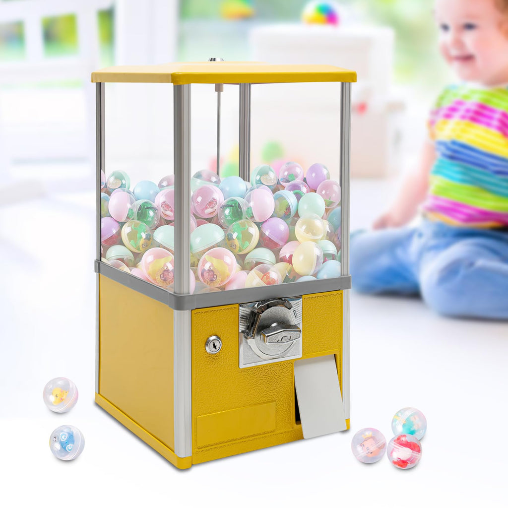 Vending Machine, 25-Cent Coin Operated Capsule Vending Machine Commercial Gumball Machine Big Candy Vending Machine Mini Dispenser Prize Machine for Game Stores, Retail Stores (Red)
