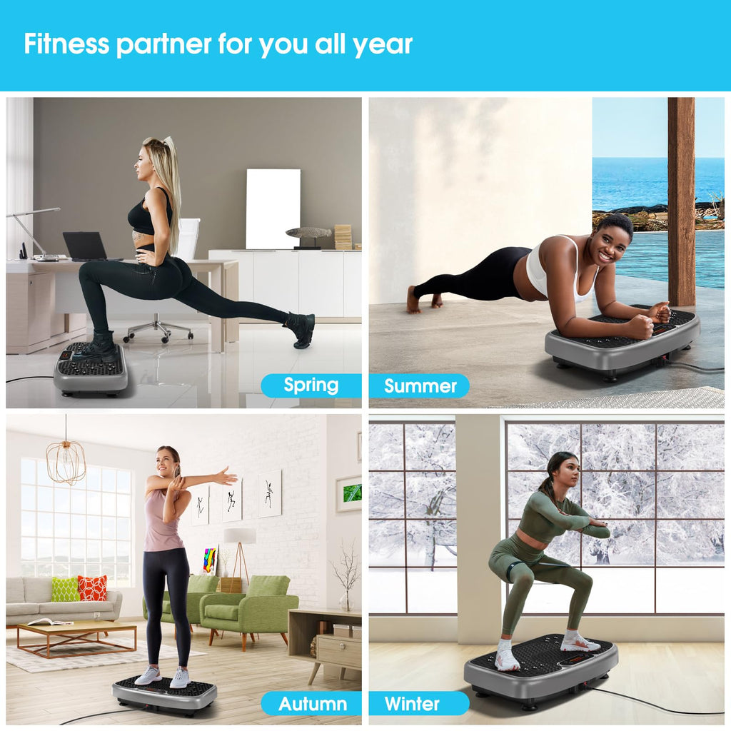 SoftGym Waver Vibration Plate Exercise Machine for Lymphatic Drainage Weight Loss,120 Speed Levels Vibrating Platform with Resistance Bands,Full-Body Workout Equipment for Muscle Toning