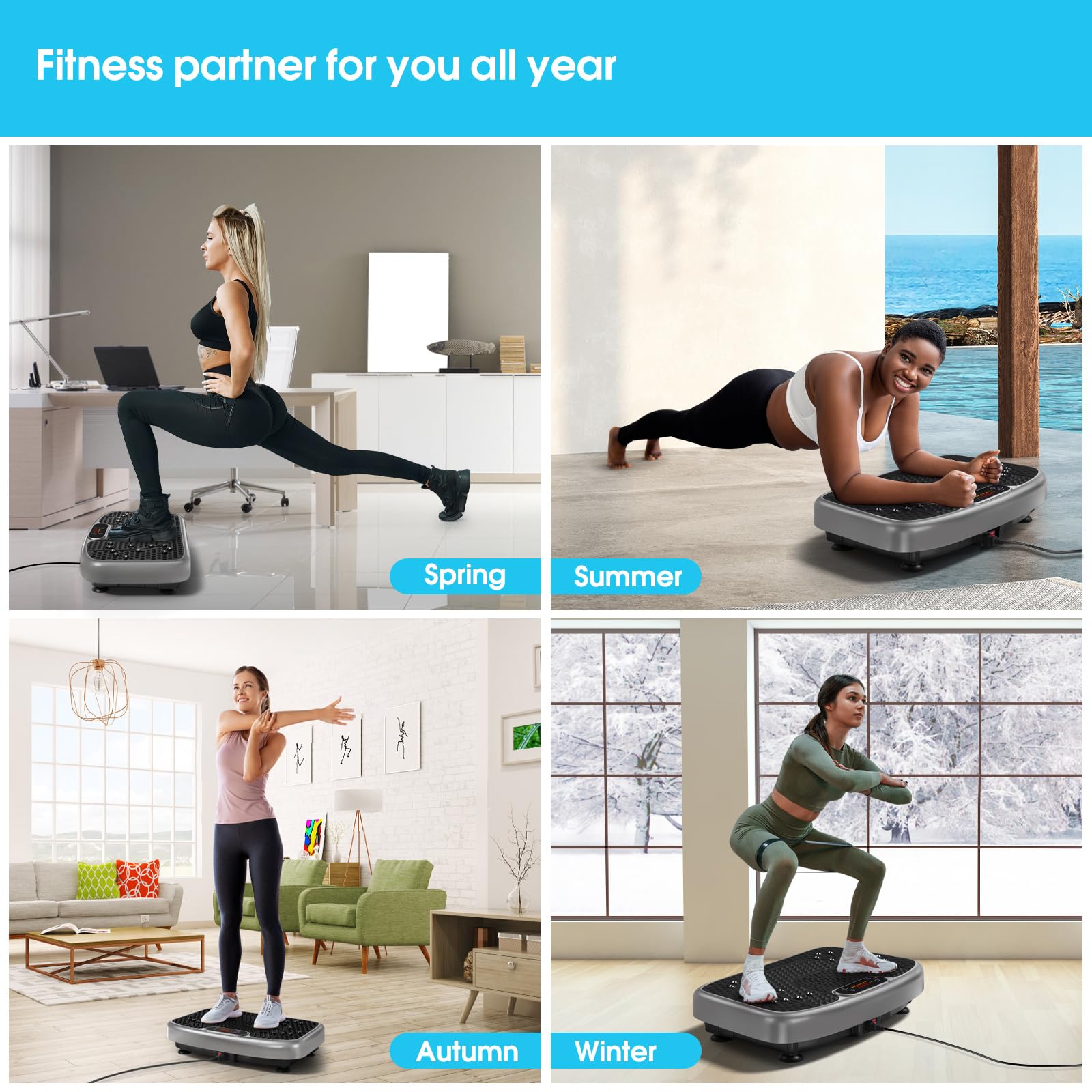 SoftGym Waver Vibration Plate Exercise Machine for Lymphatic Drainage Weight Loss,120 Speed Levels Vibrating Platform with Resistance Bands,Full-Body Workout Equipment for Muscle Toning