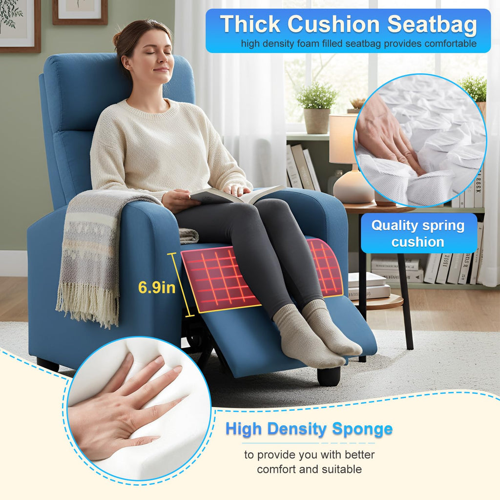 BestMassage | Recliner Chair | with 2 Point Massage Function | Pu Brown | with Lumbar Support, Adjustable Push Back, Footrest & Padded Seat | Easy Assembly | for Living Room, Home Theatre