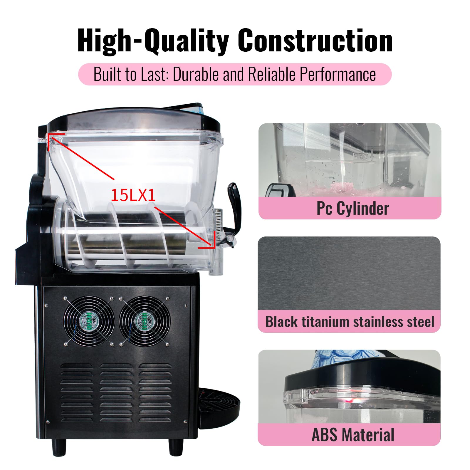 12 Gal Slushie Machine Commercial, 2 Modes 1200W 45L, Margarita Machine Slushie Maker, Stainless Steel for Home Restaurant Bar 115V 60Hz
