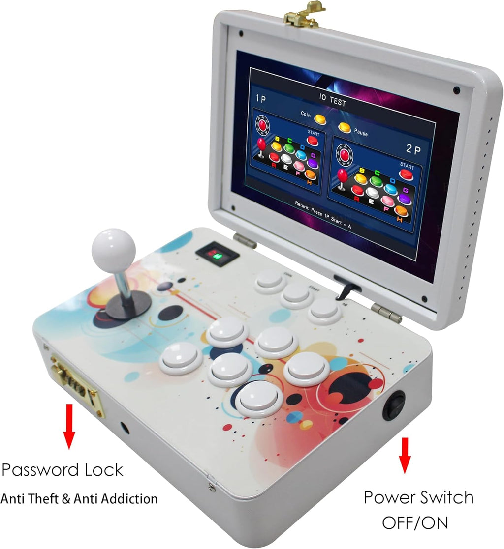 9800 in 1 Hand-held Portable Arcade Game Console 10.1-inch HD Screen Dual Players 3D Retro Electronic Metal Box, Retro Video Game Machine Search/Hide/Pause Games