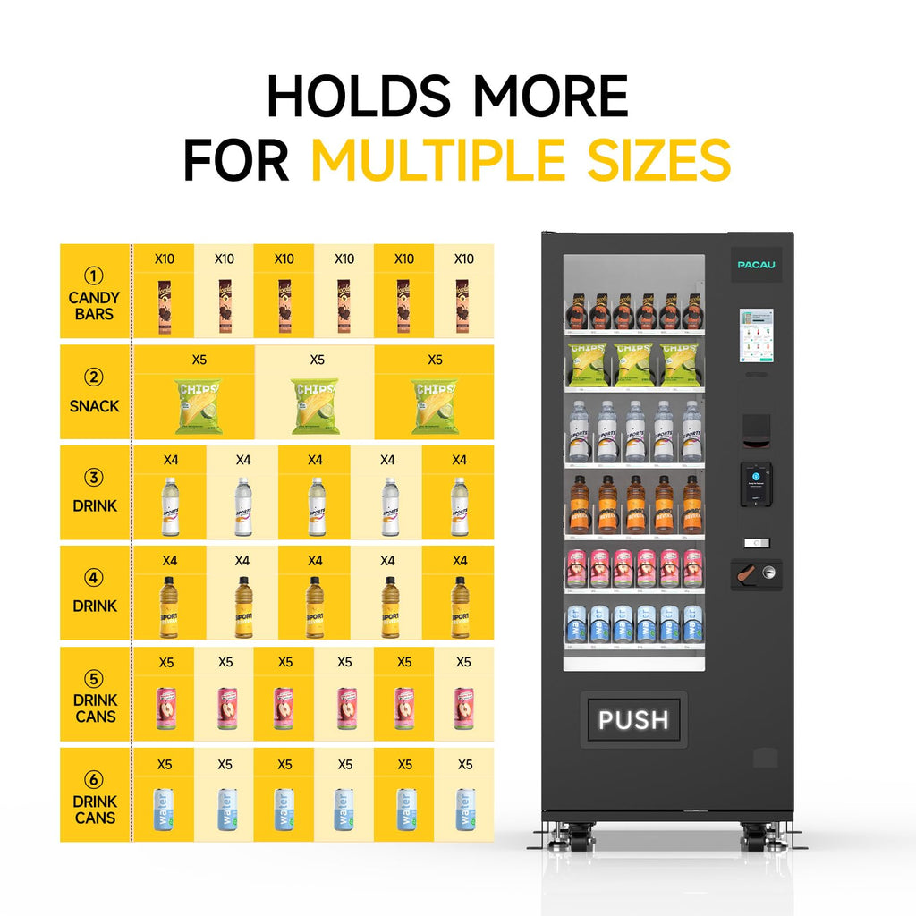 Smart Vending Machine, 36-Slot Refrigerated Snack and Beverage Vending Machine for Commercial Use, Automatic Drink and Snack Dispenser for Offices, Gyms, Convenience Stores