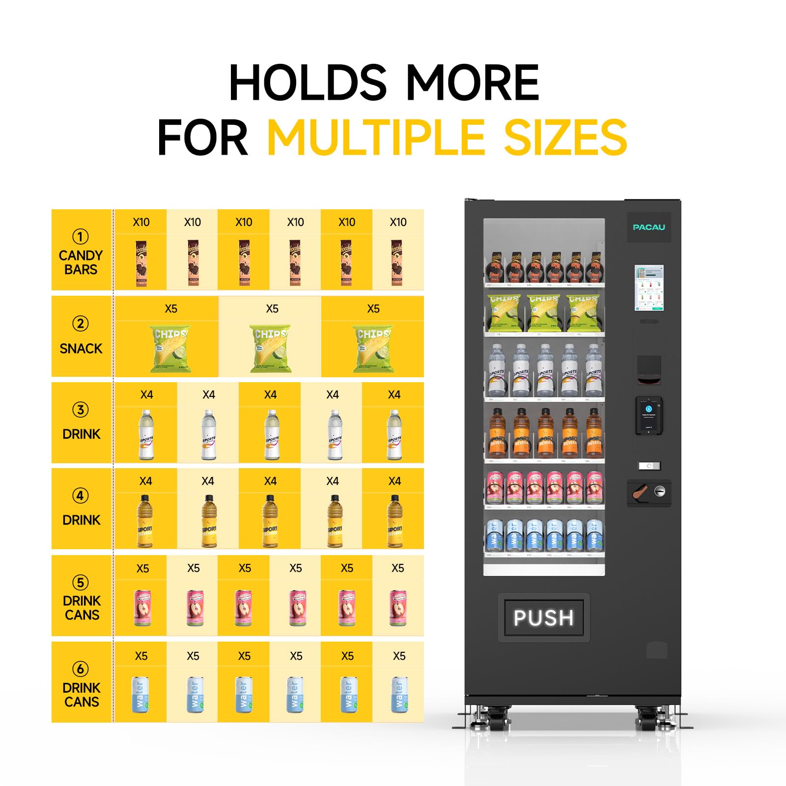 Smart Vending Machine, 36-Slot Refrigerated Snack and Beverage Vending Machine for Commercial Use, Automatic Drink and Snack Dispenser for Offices, Gyms, Convenience Stores