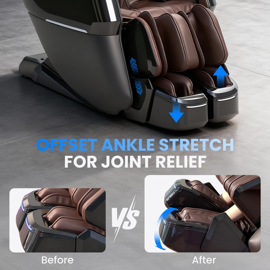 4D Massage Chair Full Body, Unique 2026 Space Walk & Ankle Stretch, Zero Gravity SL-Track Shiatsu Massage Chair Recliner with Electric Calfrest Extension & Foot Rollers, AI Voice, S002 White