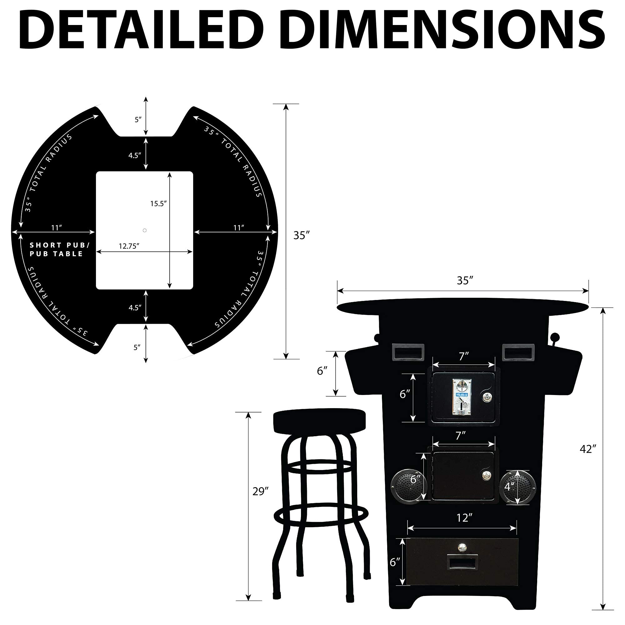 Creative Arcades Full-Size Commercial Grade Machine -Pub Style Arcade Table for 2 Player Cabinet for Home, 412 Games, Multiplayer Control Panel and Screen Size 22 inch.