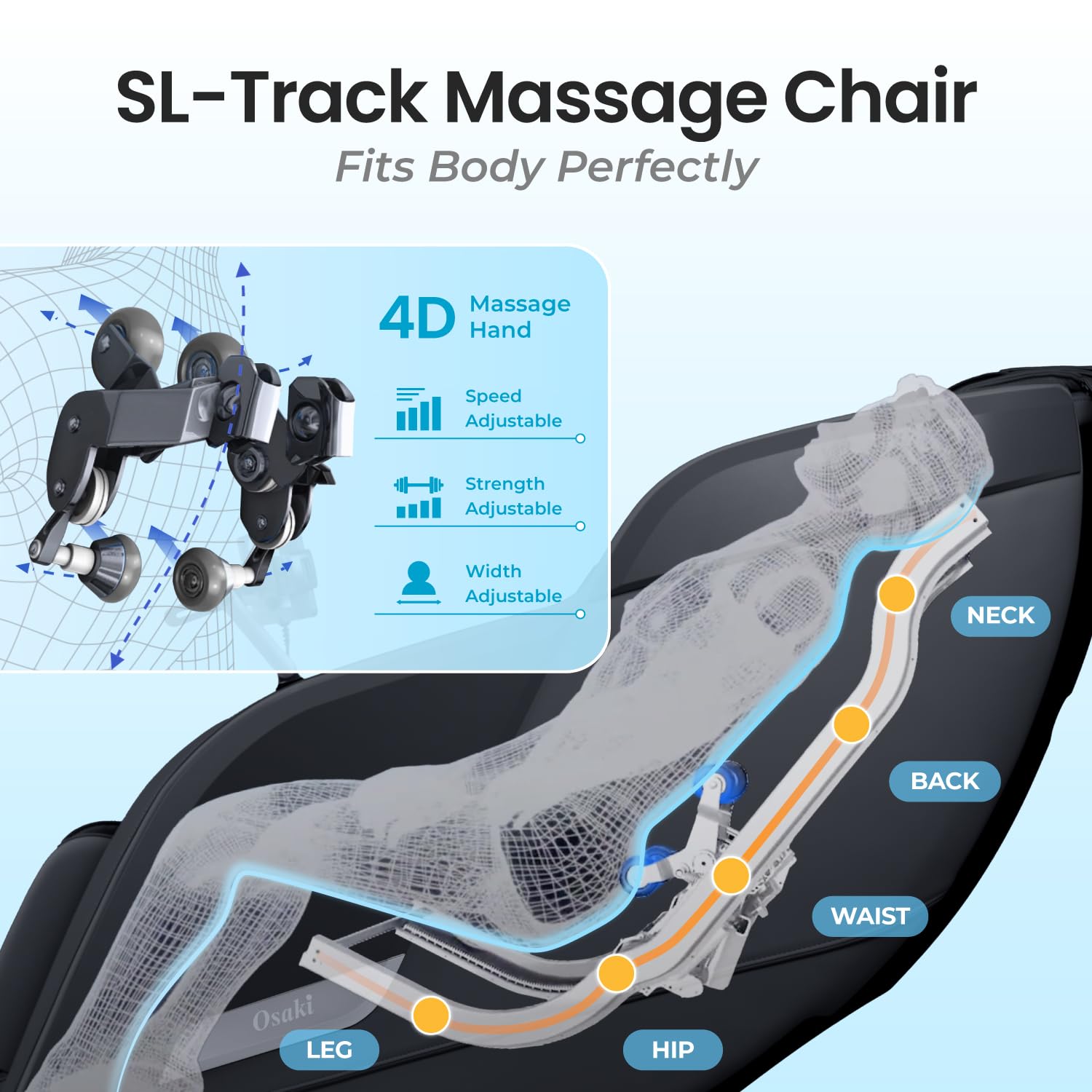 Osaki Vibe 4D l 4D Massage Mechanism l Automatic Body Scan l Deep Calf-Kneading l Space-Saving Technology l 3-Stage Zero Gravity l 32-Cell Full Body Air Massage (Black)