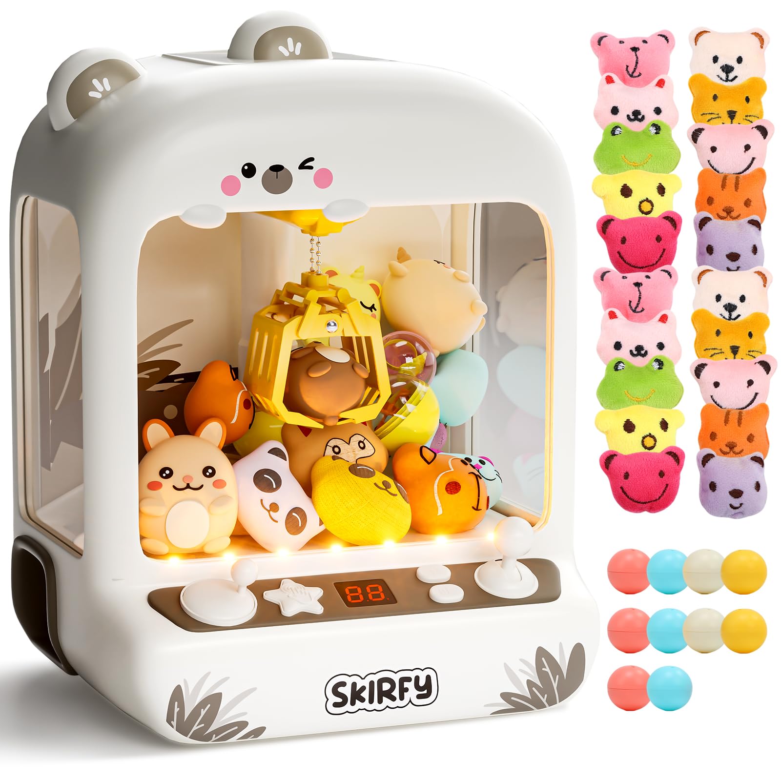 Skirfy Claws Machines for Kids Age 6+, Mini Vending Machines Girls Unicorns Toys with Sound & 20 Mini Plush Toys,Arcades Game Indoor Toy for Home Party Birthday
