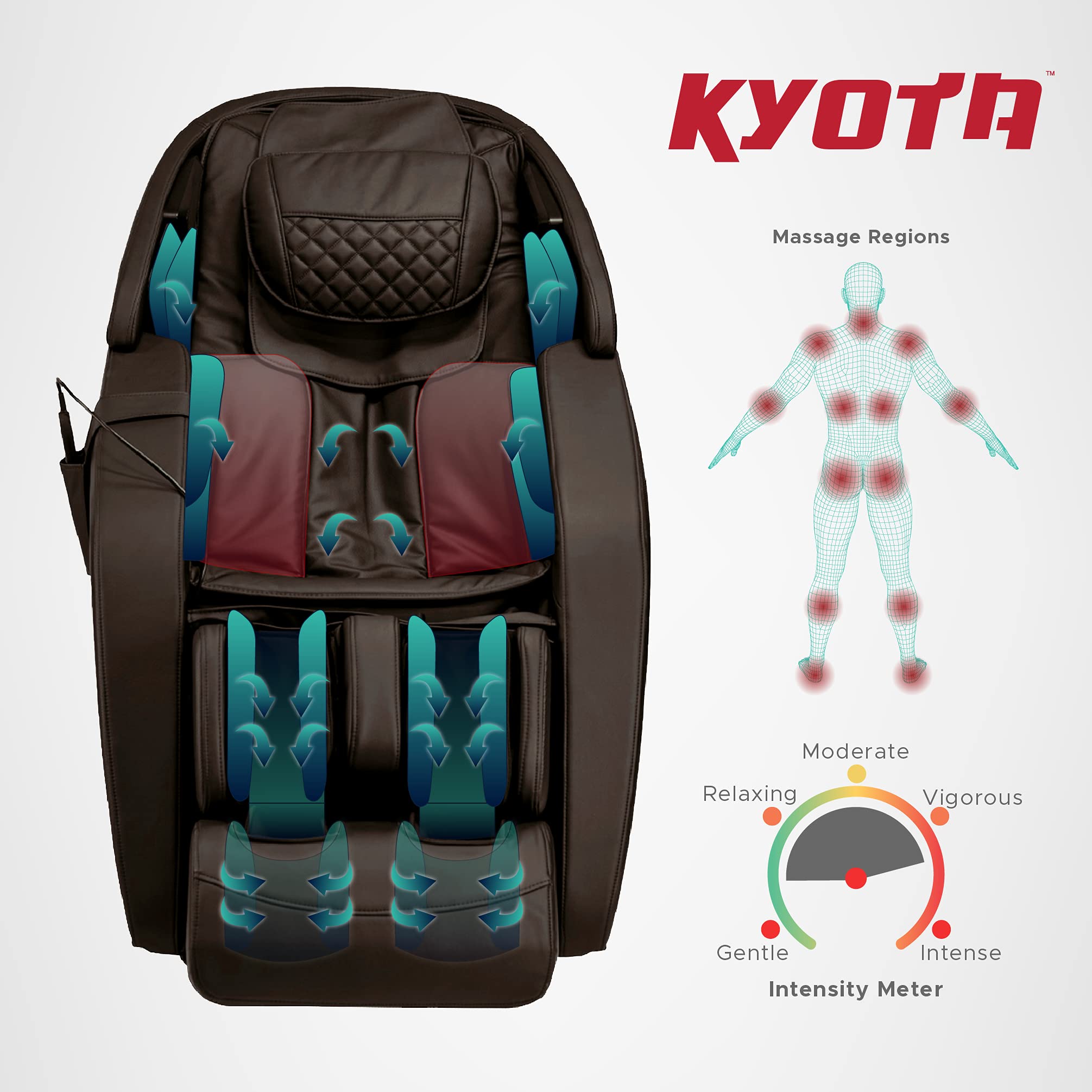 Kyota M380 Genki Massage Chair, Black, Modern Style, Zero-Gravity Recliner, Shiatsu Massage, Voice Controlled, Chromotherapy Lights, 50 x 30 x 40 inches, 200 lbs Weight Capacity