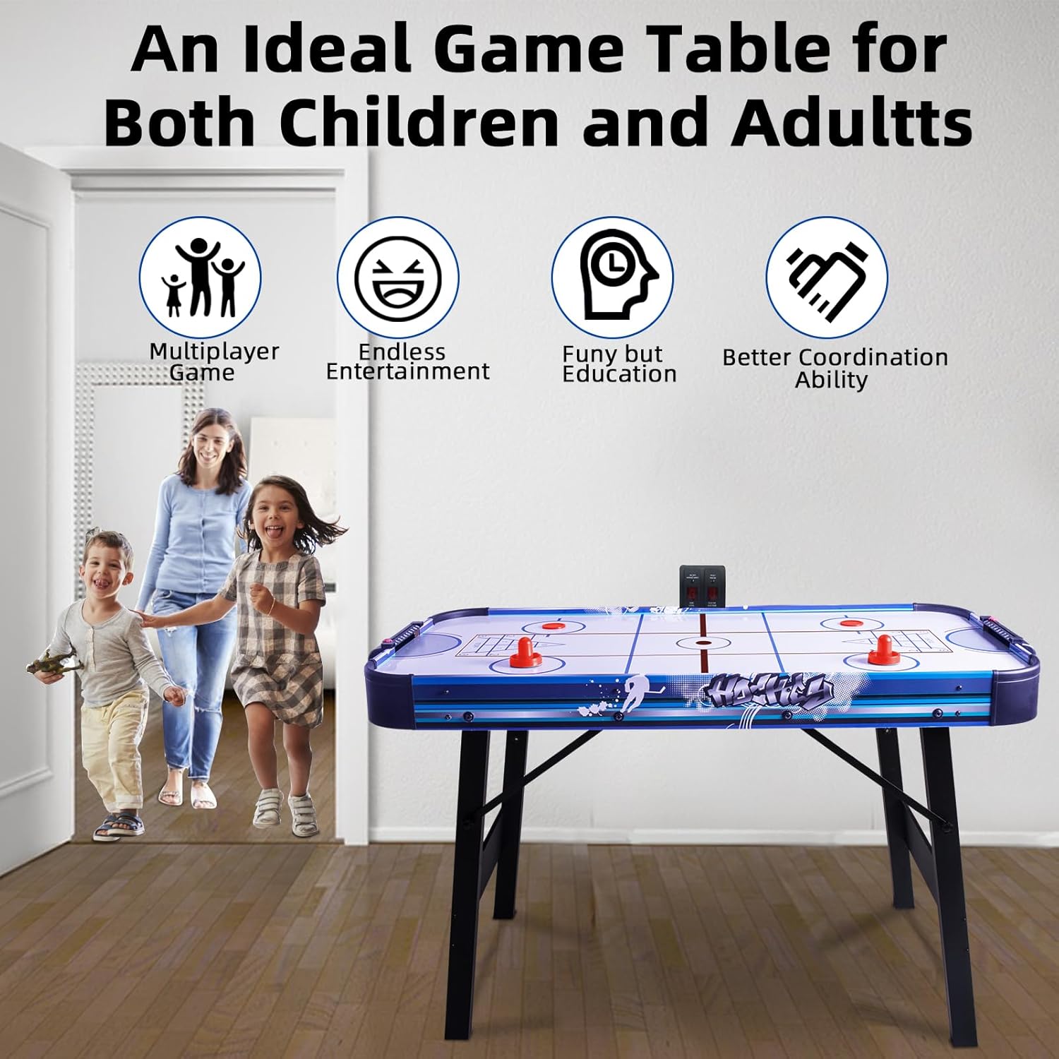 48 Inch 3-in-1 Air Hockey Table with Bowling & Shuffleboard - Foldable Game Table with 12V Powerful Motor, LED Scoreboard - More Fun Than Single Function Tables