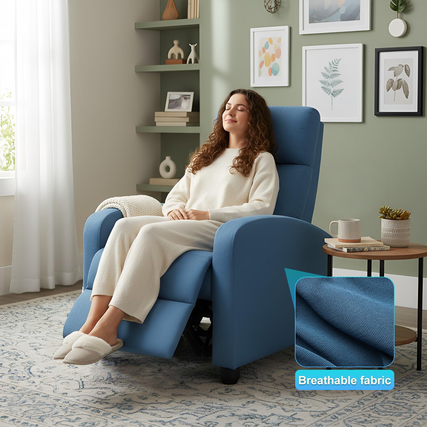 BestMassage | Recliner Chair | with 2 Point Massage Function | Pu Brown | with Lumbar Support, Adjustable Push Back, Footrest & Padded Seat | Easy Assembly | for Living Room, Home Theatre