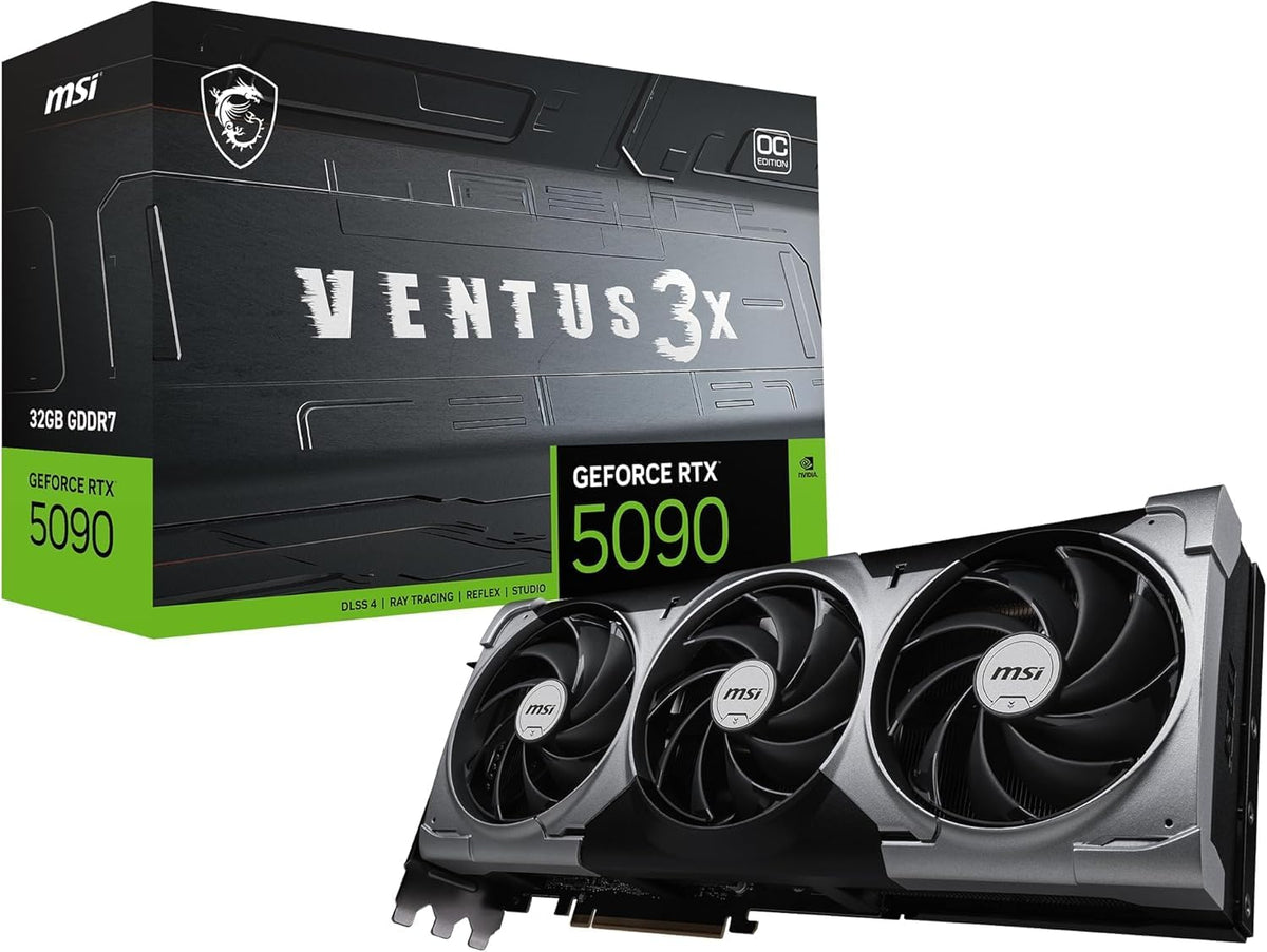MSI NVIDIA GeForce RTX 5090 32G Ventus 3X OC Gaming Graphics Card GDDR7 512-bit, Boost Frequency up to 2452 MHz, PCIe Gen 5, DLSS 4, DP 2.1 x 3, HDMI 2.1 x 1, ATX
