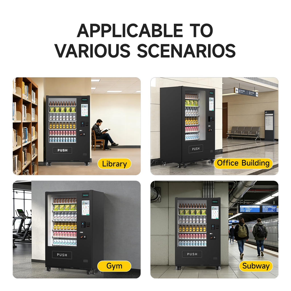 Smart Vending Machine, 36-Slot Refrigerated Snack and Beverage Vending Machine for Commercial Use, Automatic Drink and Snack Dispenser for Offices, Gyms, Convenience Stores