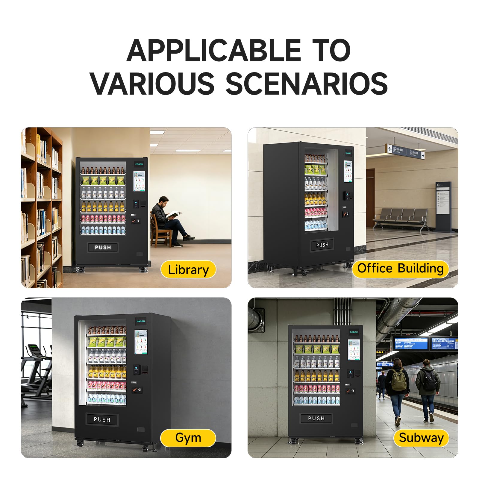 Smart Vending Machine, 36-Slot Refrigerated Snack and Beverage Vending Machine for Commercial Use, Automatic Drink and Snack Dispenser for Offices, Gyms, Convenience Stores