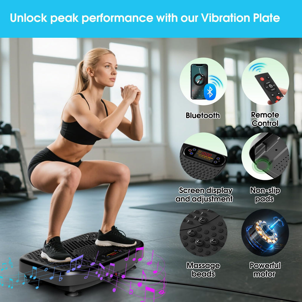 SoftGym Waver Vibration Plate Exercise Machine for Lymphatic Drainage Weight Loss,120 Speed Levels Vibrating Platform with Resistance Bands,Full-Body Workout Equipment for Muscle Toning