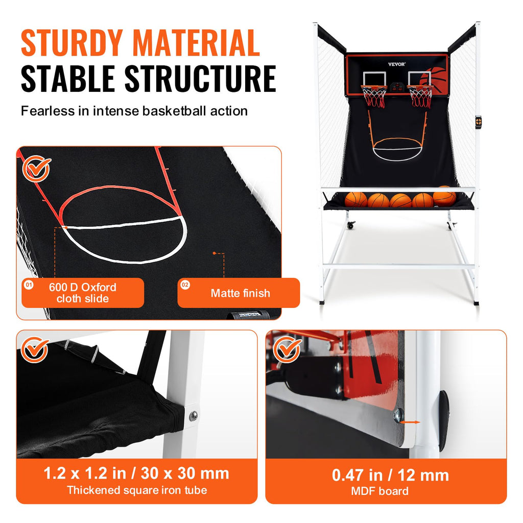 VEVOR Basketball Arcade Game Indoor, 2 Player Indoor Basketball Game, Home Dual Sport with 8 Game Modes, Electronic Scoreboard, and Inflation Pump,Adults