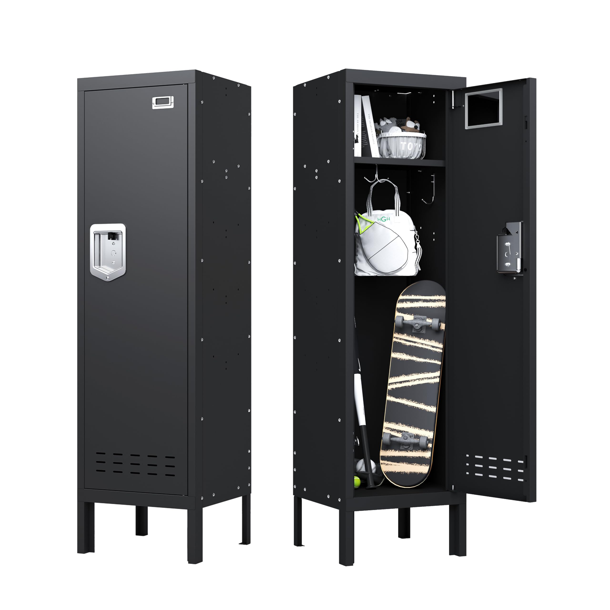BUTISOW Metal Lockers - 66" Height Steel Lockers for Employees with 5 Door Storage Locker with Card Slot for Employees Gym School Home Office Garage - Assembly Required