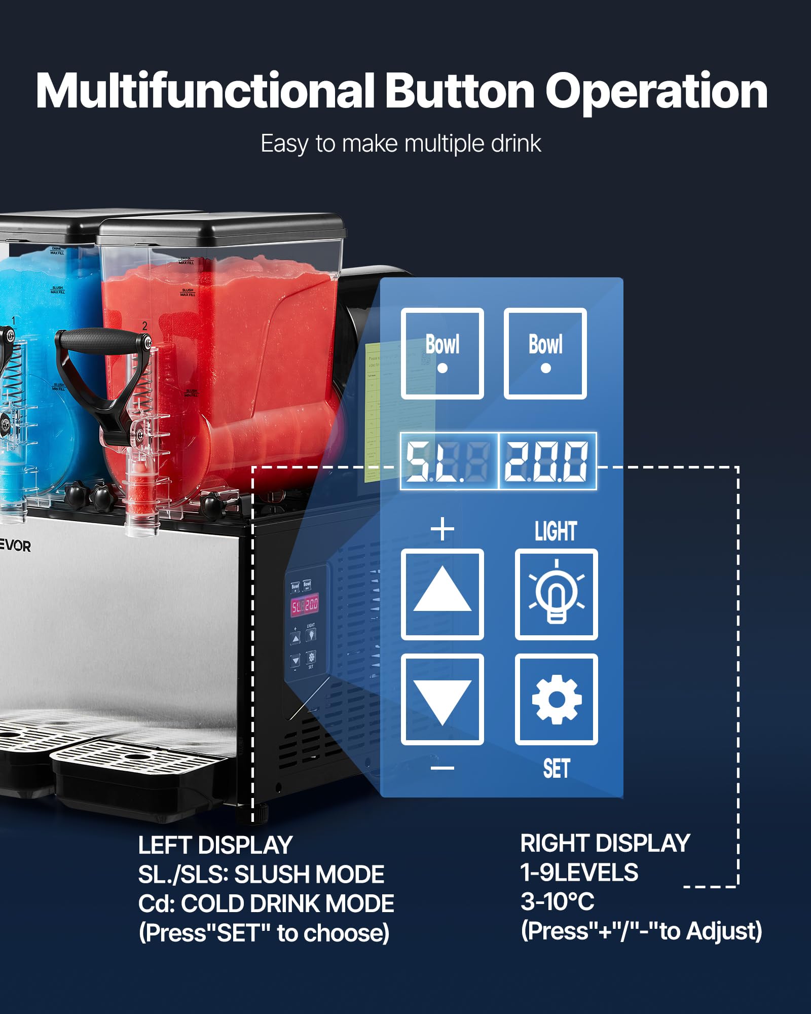 VEVOR Slushie Machine, 6L/1.6Gal Commercial Slushy Maker, Frozen Drink Maker with Self-Cleaning, Margarita Machine for Restaurants Bars Party for Slushie, Margaritas, Milkshake & More
