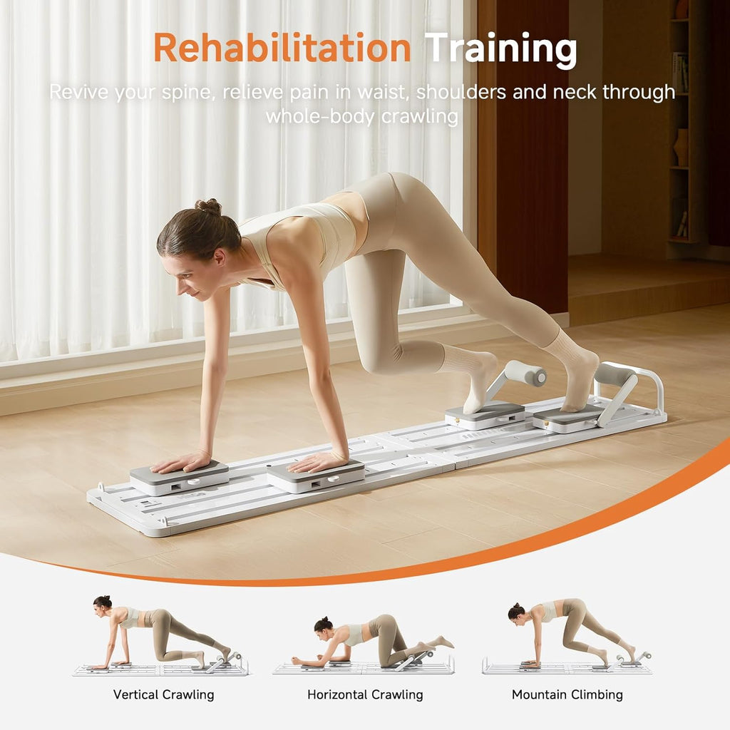 HitGo Pilates Board - Foldable Portable Pilates Reformer Set, 79" All-in-One Pilates Machine Workout Fitness Equipment for Home Gym Workout Women Men, Core & Full-Body Training Kit with Exclusive APP