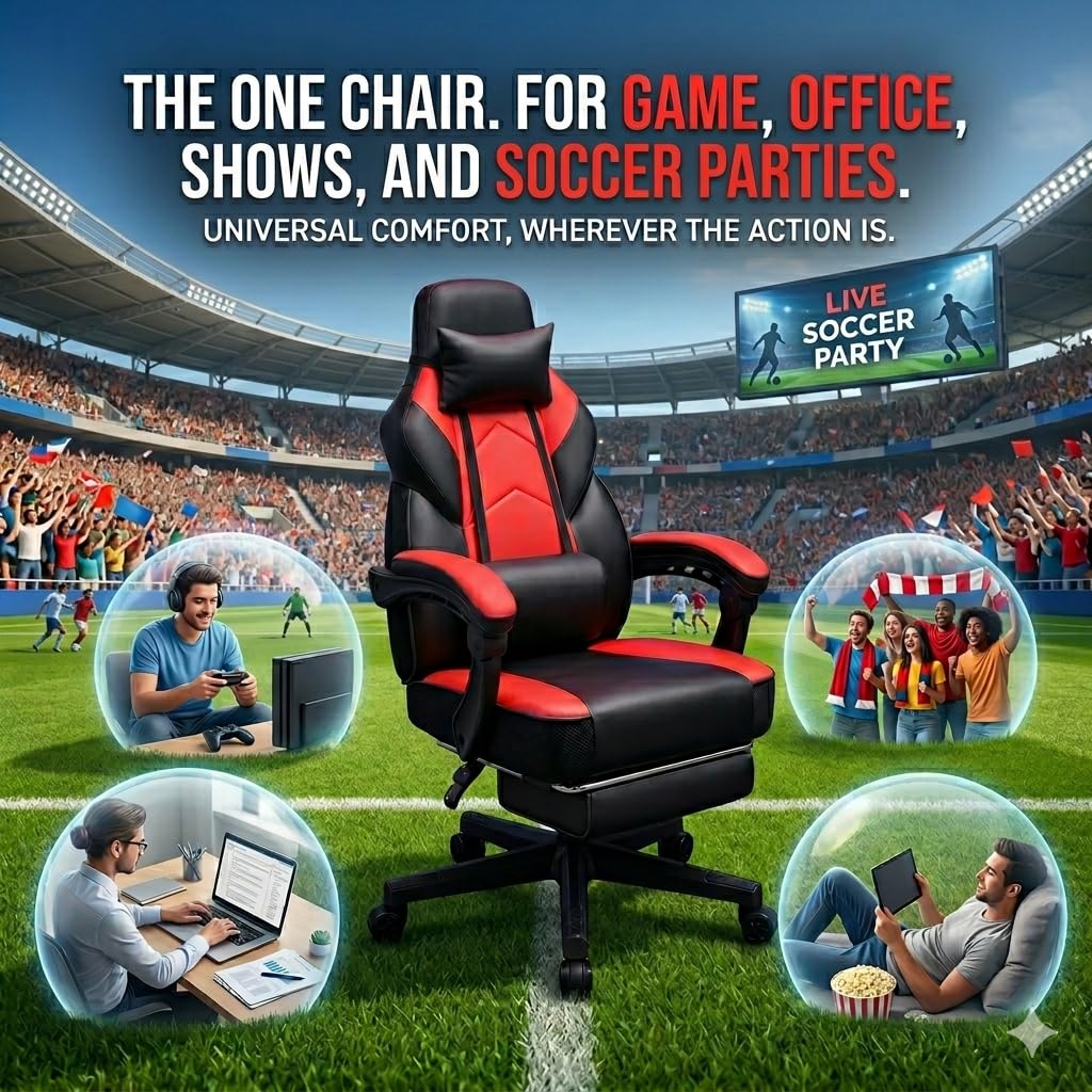 Gaming Chair for Adult, Computer Chair with Footrest Video Game Chair Big and Tall Gaming Chair with Massage Lumbar Support, Adjustable Height and 360° Swivel Seat(Grey)