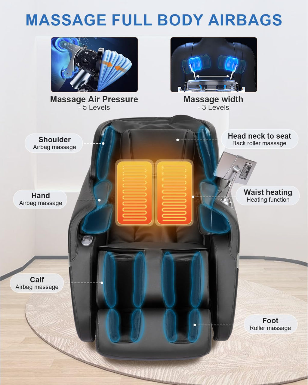 RELX 2026 Massage Chair Full Body, Zero Gravity Airbag Shiatsu Massage Chair with SL-Track, Heating, AI Control, Body Scan, 13 Modes, Foot Rollers, and Deep Yoga Stretch (Beige)