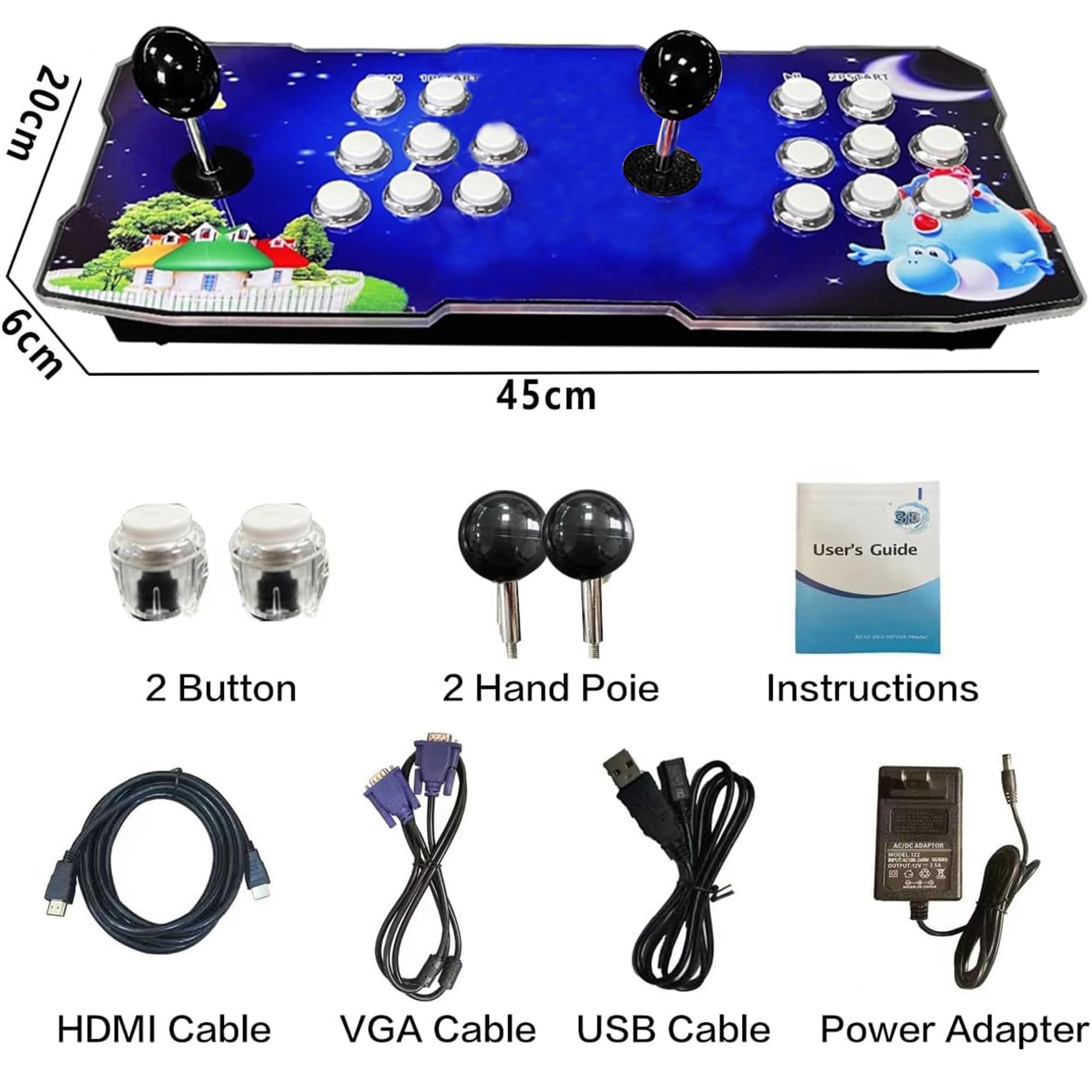 FVBADE [30000 Game in 1] 70S Pandora Box mini Arcade Console for Children Compatible PC & Projector & TV ,3D Games 1-4 Players Double Joystick Favorite List Game Category Save/Search/Hide/Pause Games
