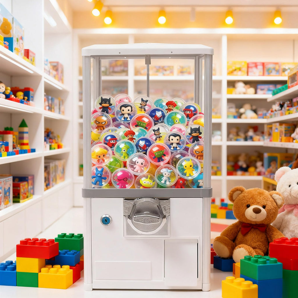 Big Capsule Vending Machine,25 Cent Commercial Vending Machine,Gumball Machine,Coin Operated Vending Machines for 1.77in Capsule,Dispenser Prize Machine for Game Stores(Blue)
