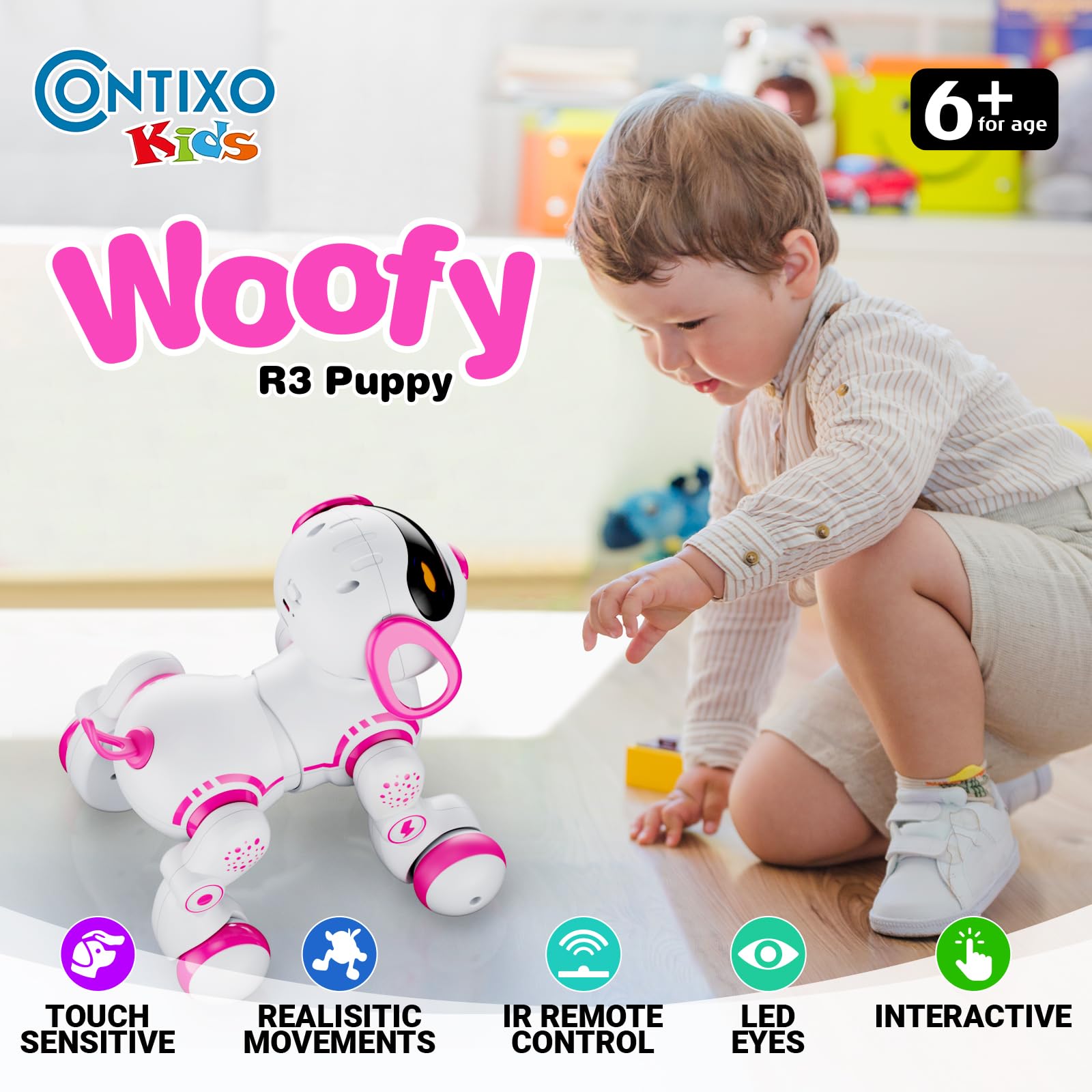 Contixo R3 Robot Dog Kids Toy - Remote Control Robots Interactive Smart Dancing Toy for Kids Boys Girls Toddler Age 3-12 Year Old Robotic Pet Birthday Gifts for Children Blue