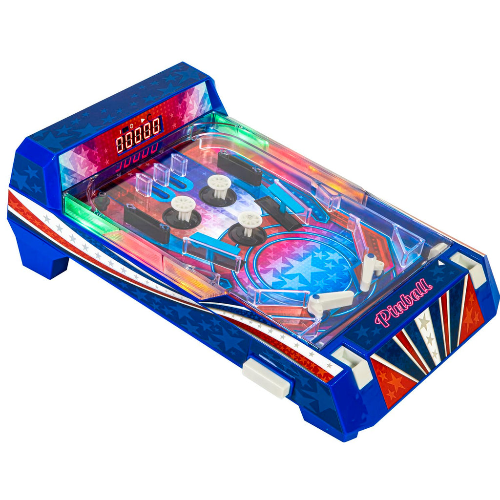 Merchant Ambassador Retro Arcade Electronic: Pinball - Tabletop Game, Vibrating Bumpers, LED Lights, Sound Effects, 1 Player, Ages 6+