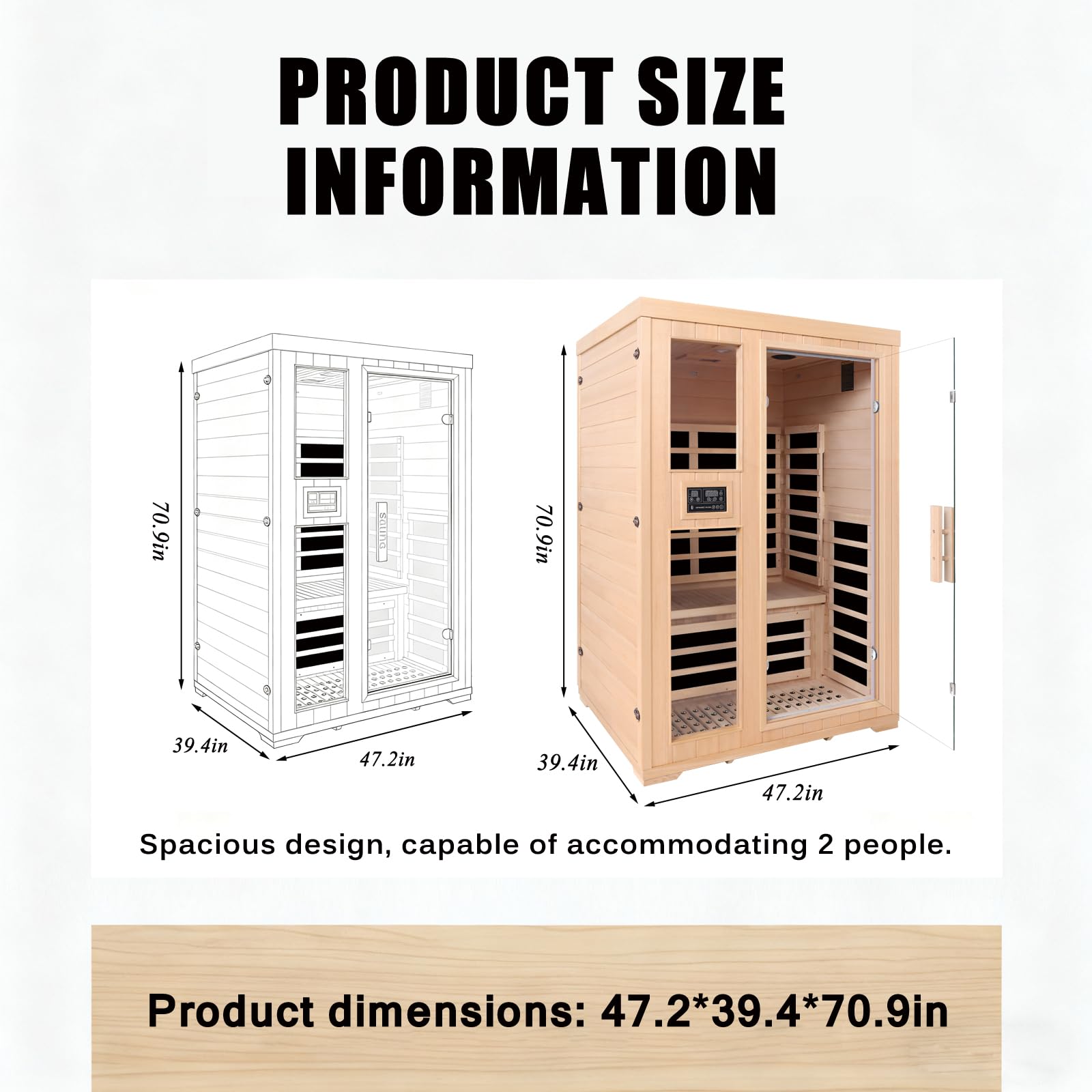 1350W Far Infrared Home Sauna, Energy-Efficient Fast-Heating Indoor Sauna Room with Bluetooth & 7-Color Therapy, Canadian Hemlock Wood, Modular Design - Ideal for Home Gym, Family Relaxation