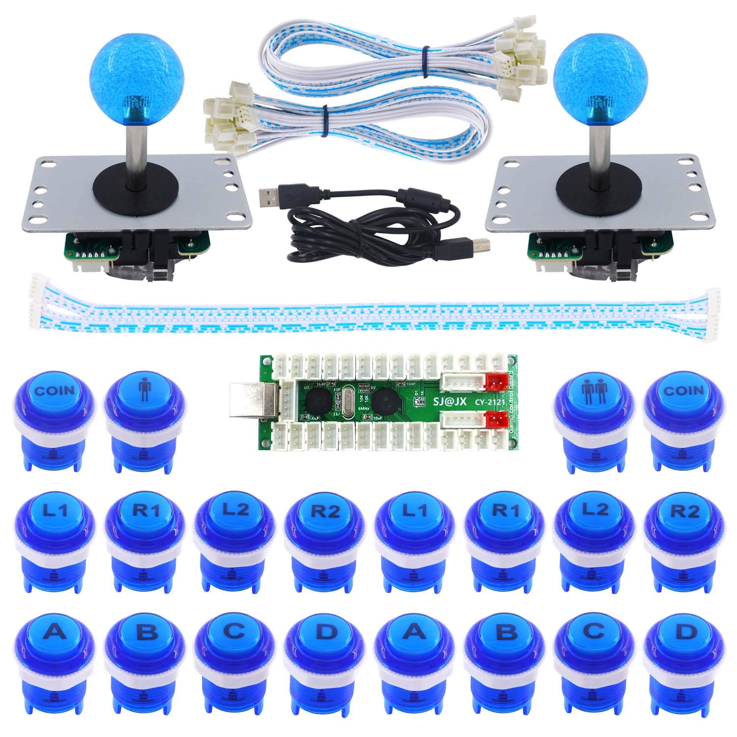2 Player LED Arcade Game DIY Kit Mechanical Keyboard Switch PC MAME Raspberry Pi LED Button Fighting Joystick Controller Zero delay USB Encoder Retropie