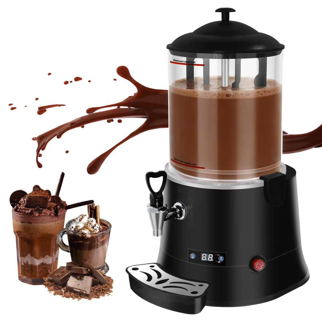 10L/2.6Gal Commercial Hot Chocolate Machine,Hot Beverage Maker, 86-194°F Intelligent Temperature Control, Hot Drink Dispenser for Coffee, Chocolate, Cocoa, Milk, Tea, Juice, Black