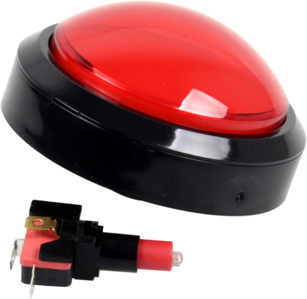 Arcade Buttons EG STARTS 100mm Big Dome Convex Type LED Lit Illuminated Push Button for Arcade Machine Video Games Parts & Red DC 12V