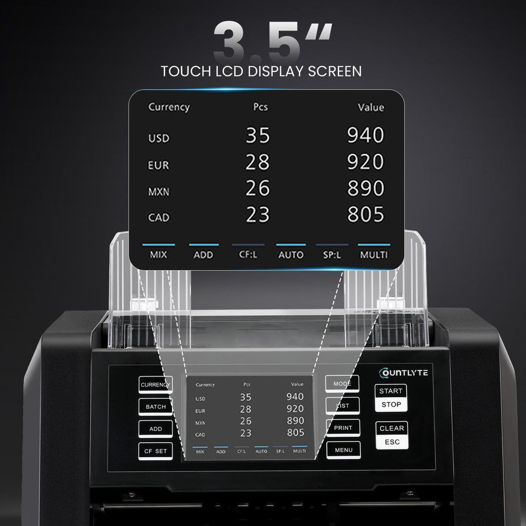 C-N30A Mixed Denomination Money Counter Machine,Value Counting,Multi Currency,CIS/UV/MG/IR Counterfeit Detection Bill Counter,Printer Enabled,Touch Screen,Cash Counter