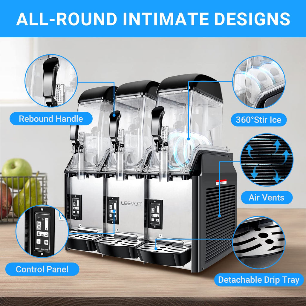 Slushy Machine,15L x2 Double Tanks Comercial Margarita &Slushie Machine,120+ Cups 1000W 110V Electric Large Daiquiri Machine with Self-cleaning Mode,for Home Party Restaurants Cafe Bars