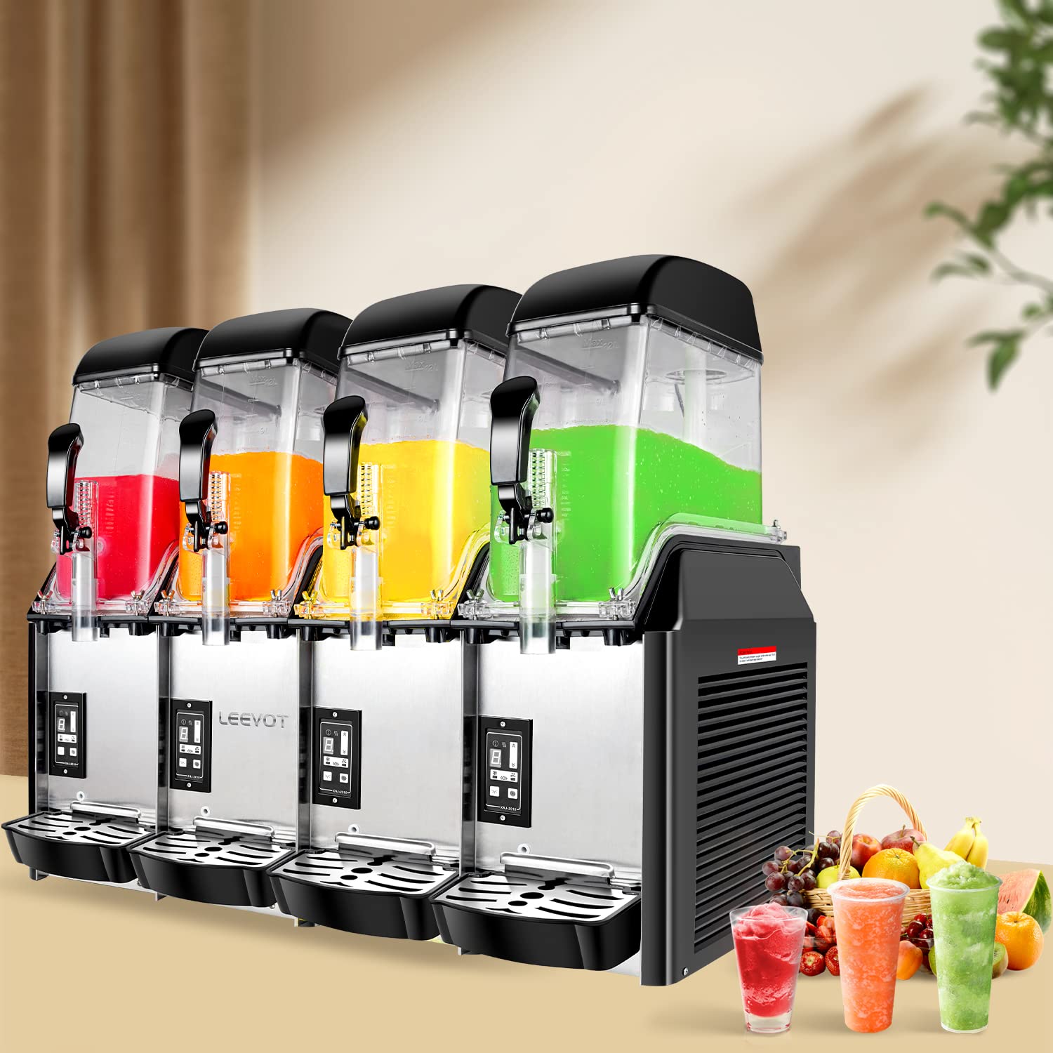 Slushy Machine,15L x2 Double Tanks Comercial Margarita &Slushie Machine,120+ Cups 1000W 110V Electric Large Daiquiri Machine with Self-cleaning Mode,for Home Party Restaurants Cafe Bars