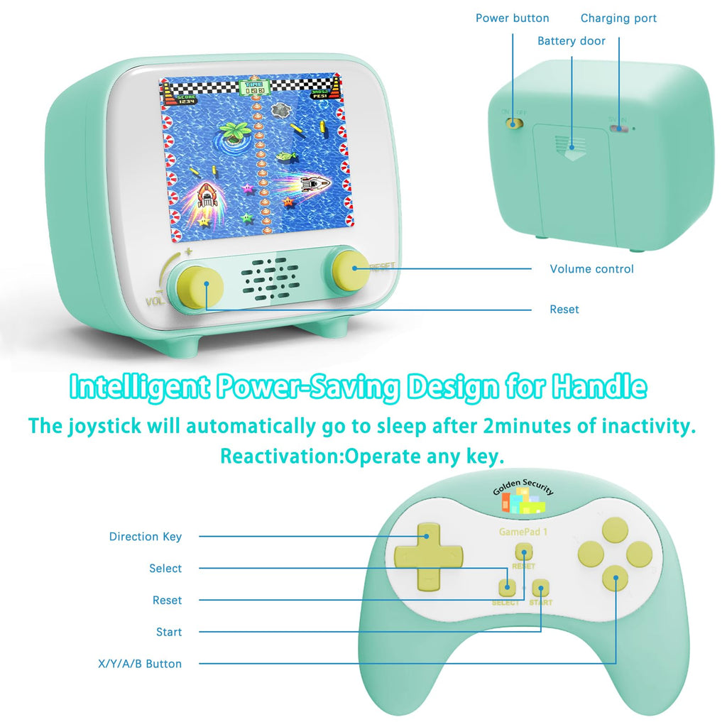 Mini Arcade Machine, Retro Gaming Console, Handheld Game Console with 156 Classic 16-Bit Video Games, 2.8 Inch Color Display, Rechargeable Battery, Support for TV Output, Birthday Present for Children