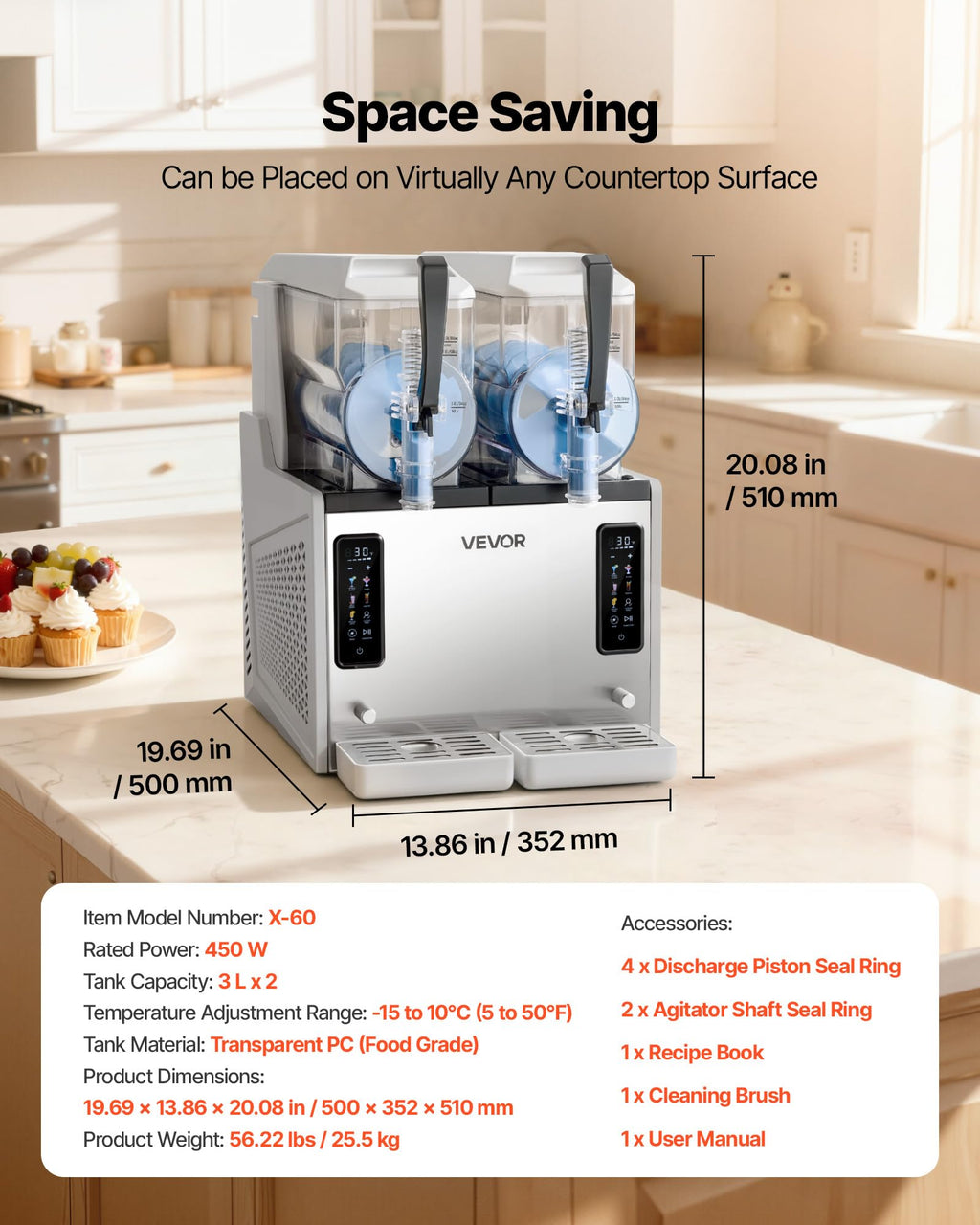 VEVOR Slushie Machine, 6L/1.6Gal Commercial Slushy Maker, Frozen Drink Maker with Self-Cleaning, Margarita Machine for Restaurants Bars Party for Slushie, Margaritas, Milkshake & More