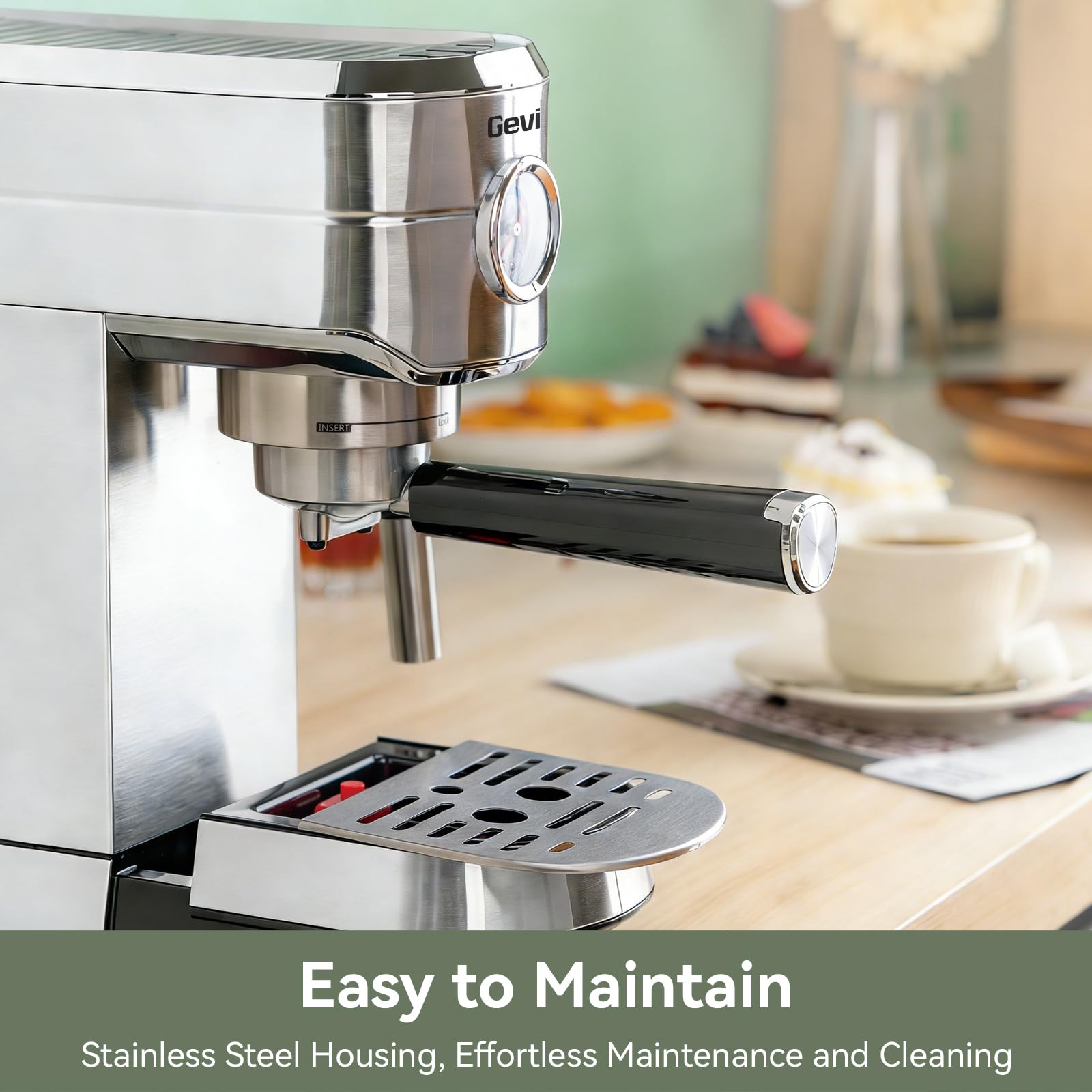 Gevi Commercial Espresso and Coffee Makers, Professional 20 Bar Espresso Maker with Milk Frother, Stainless Steel Expresso Coffee Machines for Home, Compact Cappuccino Machine, Great Gift