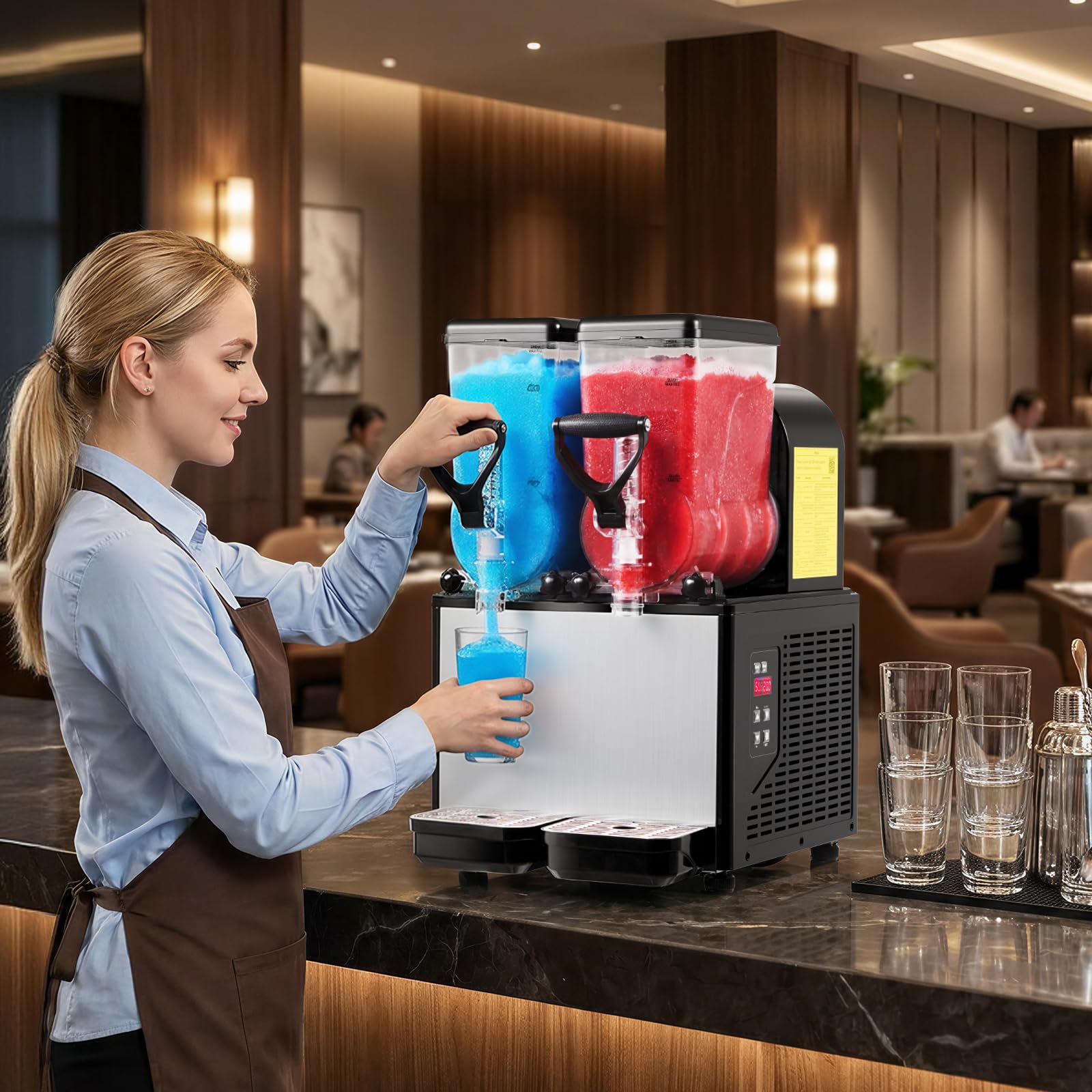 VEVOR Slushie Machine, 6L/1.6Gal Commercial Slushy Maker, Frozen Drink Maker with Self-Cleaning, Margarita Machine for Restaurants Bars Party for Slushie, Margaritas, Milkshake & More