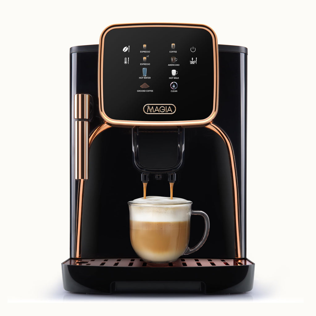 Zulay Magia Super Automatic Espresso Maker Machine with Grinder - 19 Fully Customizable Coffee Options, Auto Cleaning, Milk Foam System - for Latte, Cappuccino - Ultra LUX - White (13.7x17.7x9.4)