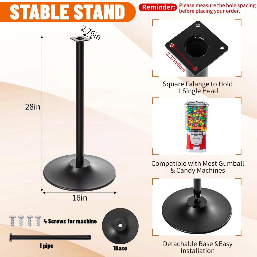 Maxdot Double Metal Stand for Gumball Machine Candy Popcorn Vending Specially Made for 2 Small Candy Machines Cast Iron 28” Tall with 18” Round Base Replacement Part, Black Only The Stand
