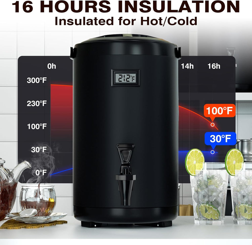 Insulated Beverage Dispenser-NON HEATING-75 Cup Cold Drink Beverage for Catering-Stainless Steel Iced Beverage Dispenser 12 L/3.2 Gallon Coffee Dispenser with Spigot for Tea,Juice (black)