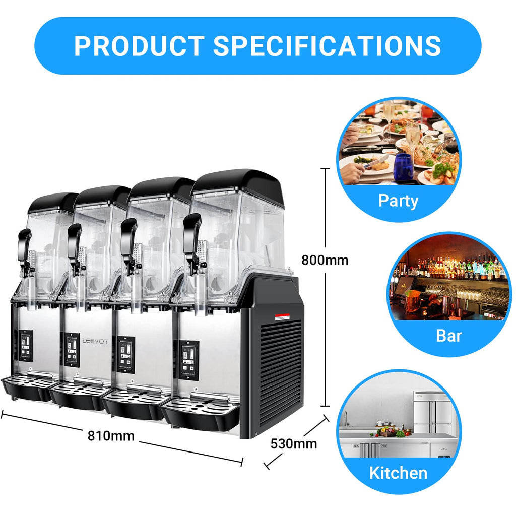 Slushy Machine,15L x2 Double Tanks Comercial Margarita &Slushie Machine,120+ Cups 1000W 110V Electric Large Daiquiri Machine with Self-cleaning Mode,for Home Party Restaurants Cafe Bars