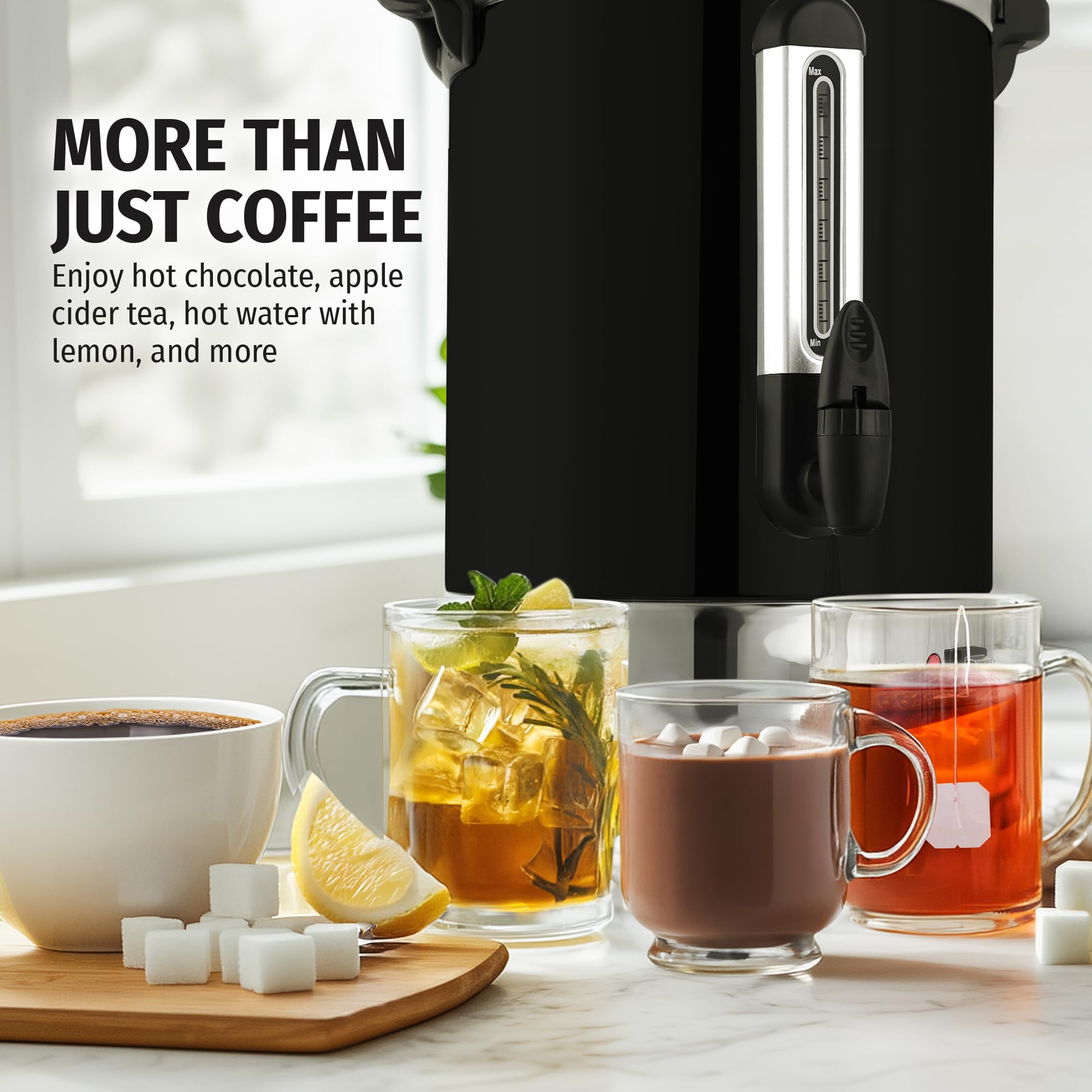 Zulay Kitchen 50 Cups Commercial Grade Coffee Maker Hot Water Urn - Percolator With Double-Wall Stainless Steel, Quick Brew, Stays Hot for Tea & Beverage at Events & Catering - Silver