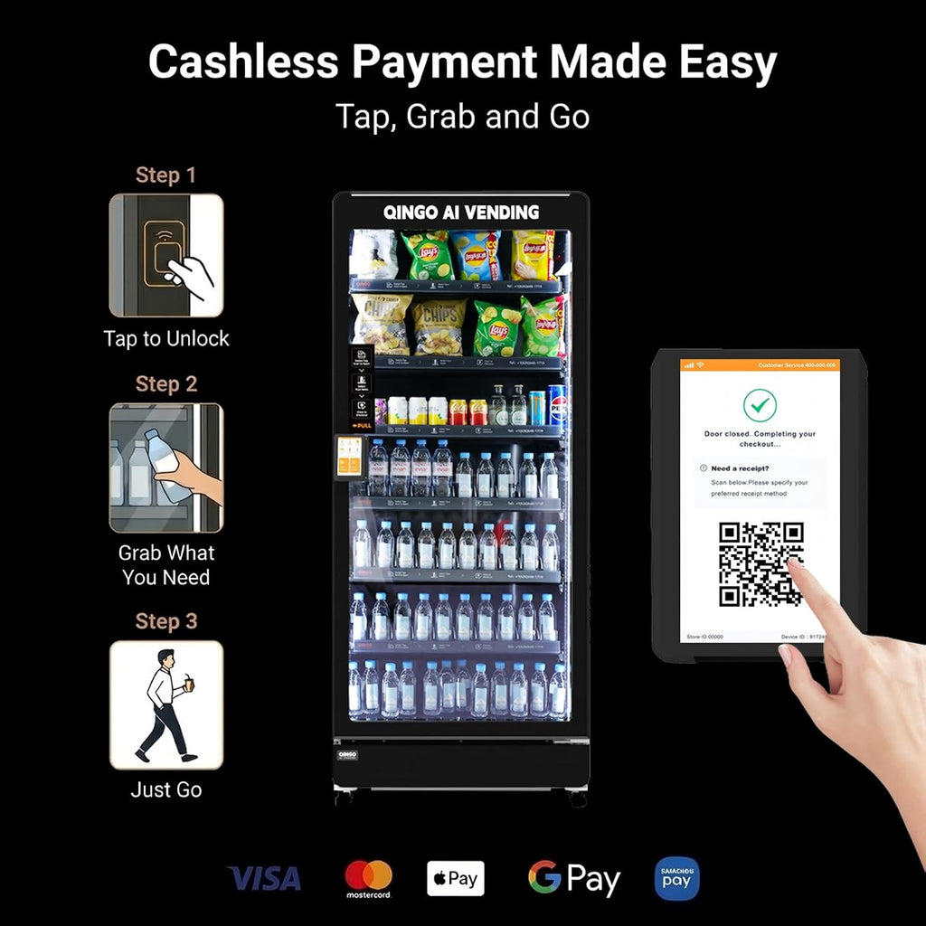 Smart Vending Machine for Sale, Commercial Cashless Snack & Drink Combo, 20.5 Cu.Ft with Credit Card Reader, AI Touchscreen & Remote Control, Ideal for Office Gym Apartment Hotel (US Warehouse)