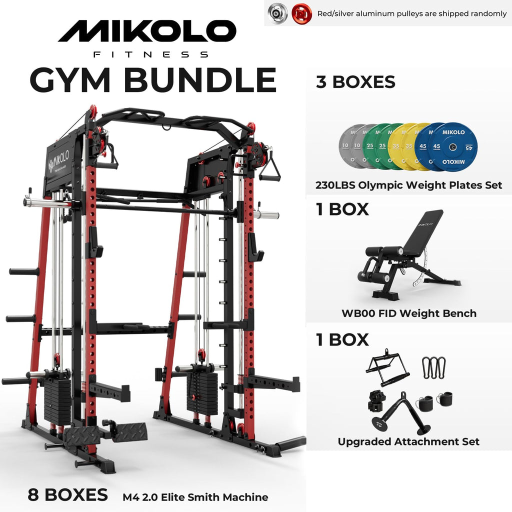 Mikolo M4 2.0 Smith Machine, All-in-One Home Gym Power Cage with LAT Pulldown & Cable Crossover, Squat Rack for Full Body Workouts