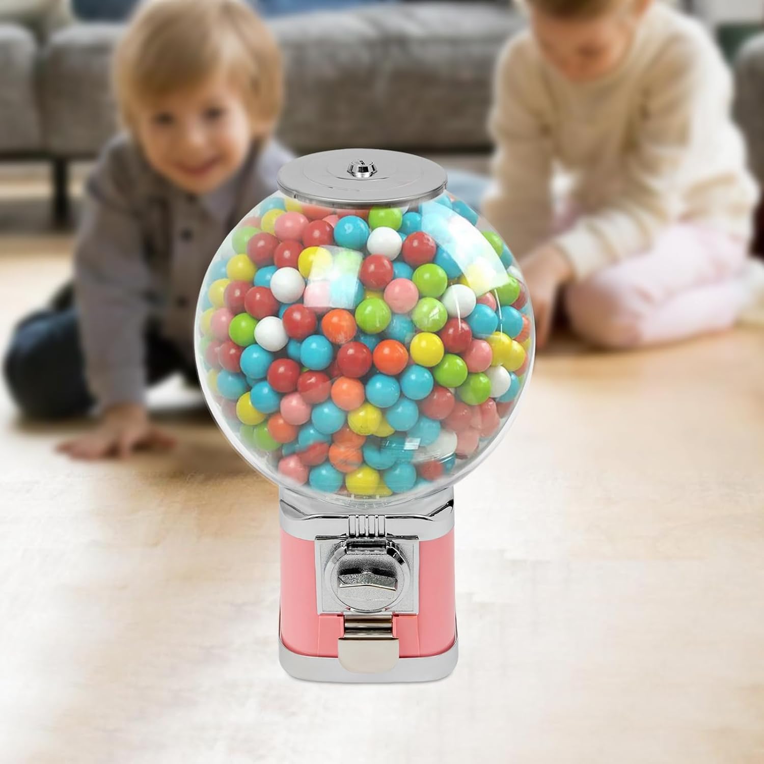 Vending Machine Candy Gumball Machine, Commercial Vending Machine, Candy Vending Machine for 0.39-1.26in Gadgets, 19.68in Height, for Game Stores, Retail Stores Vintage Style Clear, Pink