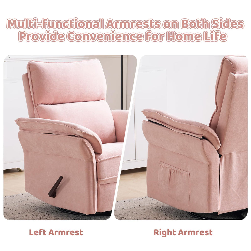 Oversized Rocking Chair Nursery with Massage and Heat, Glider Recliner Nursery Chair with Adjustable Headrest, Power Swivel Rocker Recliner Chair with USB Port, Dark Grey